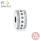 925 Sterling Silver European Stopper Charm Star Lock Clip