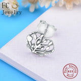925 Silver Tree of Life Heart Stud Earrings For Women