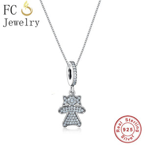 925 Silver Family Girl Child Zirconia Pendant Necklace
