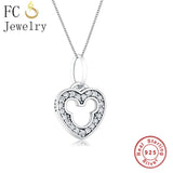 925 Silver Floating Mickey Statement Choker Pendant Necklace