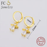 925 Silver Cross Zirconia Bead Pendant & Piercing Hoop Earring Set