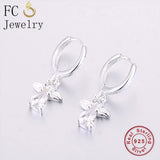 925 Silver Cross Zirconia Bead Pendant & Piercing Hoop Earring Set