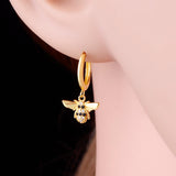 925 Silver Bee Hoop Earring Zircon Women Ear Piercing Pendientes