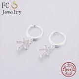925 Sterling Silver Little Kid Boy Zircon Bead Pendant Plain Hoop Earring