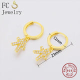 925 Sterling Silver Little Kid Boy Zircon Bead Pendant Plain Hoop Earring