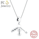925 Sterling Silver Pasta Food Fork Bow Tie Pendant Necklace Chain