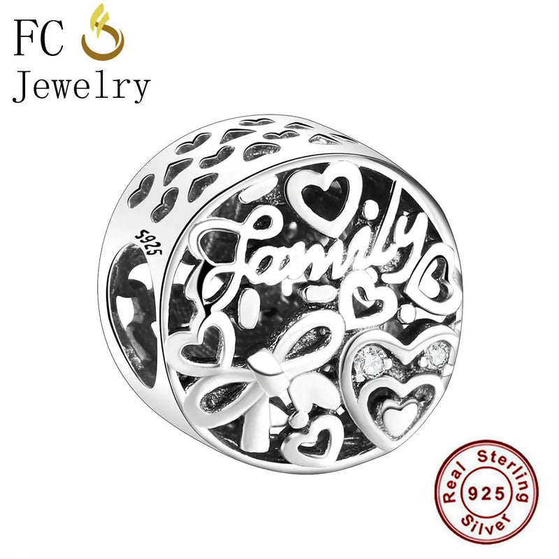 925 Sterling Silver Family Love Beads for Bracelets