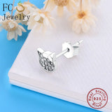 925 Sterling Silver Cat Stud Earrings with Cubic Zircon Crystal Stone