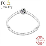 925 Silver Ladybug Flower Zirconia Bracelet Clip
