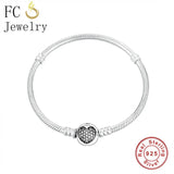 925 Silver Ladybug Flower Zirconia Bracelet Clip