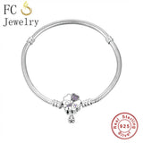 925 Silver Ladybug Flower Zirconia Bracelet Clip