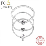 925 Silver Ladybug Flower Zirconia Bracelet Clip