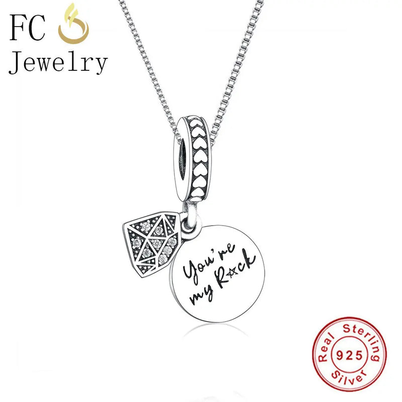 925 Silver Zirconia Crystal Pendant Necklace Women Gift Kids Trinket