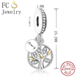 925 Silver Family Tree of Life Necklace Zirconia Pendant Women Choker