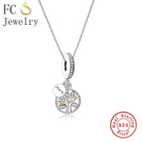 925 Silver Family Tree of Life Necklace Zirconia Pendant Women Choker