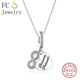 925 Silver Letter Forever Number 8 Zircon Pendant Necklace Women Chain Choker