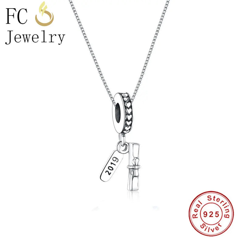 925 Silver Letter Kralen Doctorial Book Pendant Necklace Chain