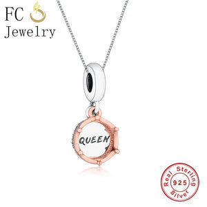 925 Silver Queen Crown Pendant Necklace Choker Kolye