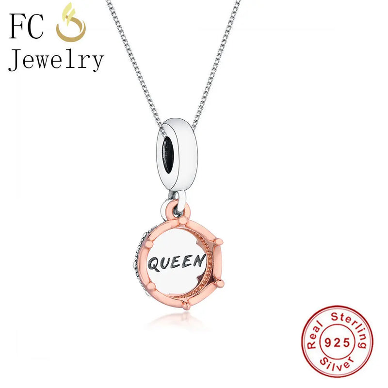 925 Silver Queen Crown Pendant Necklace Choker Kolye
