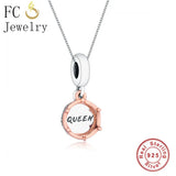 925 Silver Queen Crown Pendant Necklace Choker Kolye