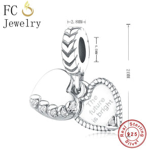 925 Silver The Future is Bright Couple Heart Necklace