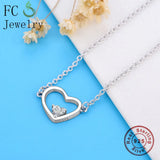 925 Silver Heart CZ Pendant Necklace Cuban Link Choker Bijoux