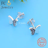 925 Sterling Silver Butterfly Zirconia Stud Earring