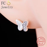 925 Sterling Silver Butterfly Zirconia Stud Earring