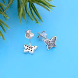 925 Silver Butterfly Stud Earrings Zirconia Women Hypoallergenic Brincos