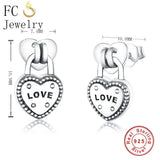 925 Silver Padlock Love Lock Stud Earrings Girl's Brincos Valantine