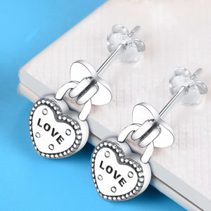 925 Silver Padlock Love Lock Stud Earrings Girl's Brincos Valantine