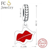 925 Silver Red Lip Mouth Necklace Pendant For Women