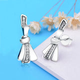 925 Silver Love Bow Tie CZ Crystal Stud Earrings