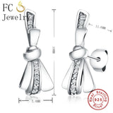 925 Silver Love Bow Tie CZ Crystal Stud Earrings