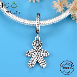 925 Silver Family Boy Pip Zirconia Necklace Women Gift