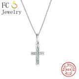 925 Silver Christian Rosary Cross Pendant with Zirconia Crystals