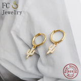 925 Silver Small Cactus Zirconia Hoop Earring For Women