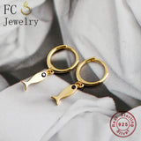 925 Silver Sea Fish Zirconia Hoop Earrings for Women