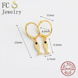 925 Silver Sea Fish Zirconia Hoop Earrings for Women