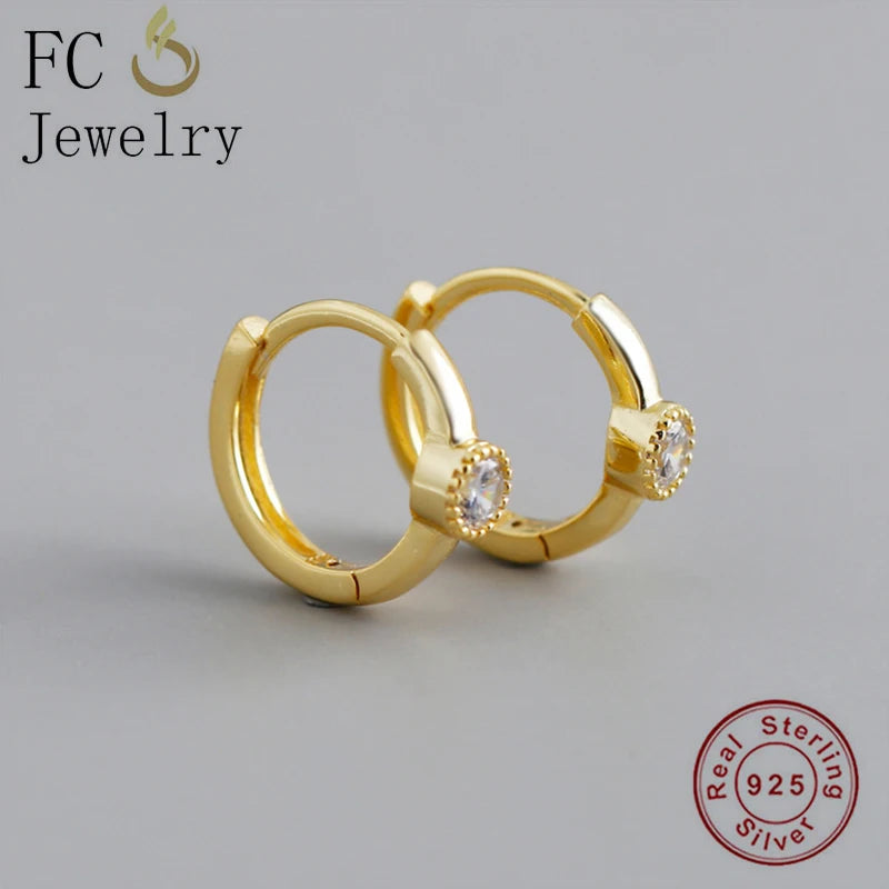 925 Silver Sea Fish Zirconia Hoop Earrings for Women