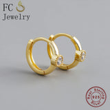 925 Silver Sea Fish Zirconia Hoop Earrings for Women