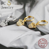 925 Sterling Silver Crown Zircon Hoop Earring for Women