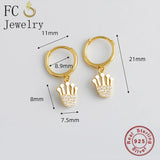 925 Sterling Silver Crown Zircon Hoop Earring for Women