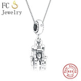 925 Silver Love Castle Pendant Necklace Women Chokers Christmas Trinket Collier