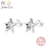 925 Silver Small Star Zircon Stone Stud Earring for Women