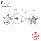 925 Silver Star CZ Crystal Stud Earrings Gift