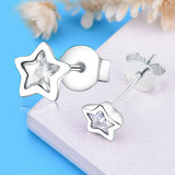 925 Silver Star CZ Crystal Stud Earrings Gift