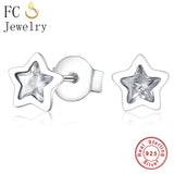 925 Silver Star CZ Crystal Stud Earrings Gift