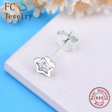 925 Silver Star CZ Crystal Stud Earrings Gift