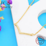 925 Sterling Silver Small Arc Pendant Necklace Women Love Collar Kolye